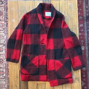 Red and Black Plaid Coat